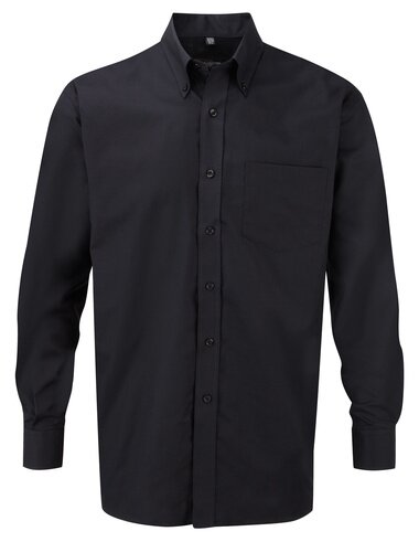 Camicia uomo Oxford a manica lunga con taschino, nero