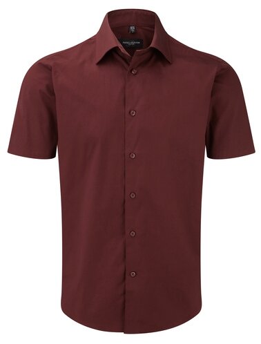 Camicia uomo elasticizzata bordeaux senza taschino manica corta