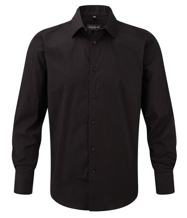 Camicia uomo elasticizzata nera manica lunga senza taschino