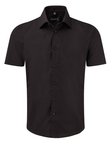 Camicia uomo elasticizzata nera senza taschino manica corta