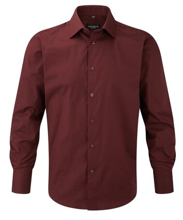 Camicia uomo elasticizzata bordeaux manica lunga senza taschino